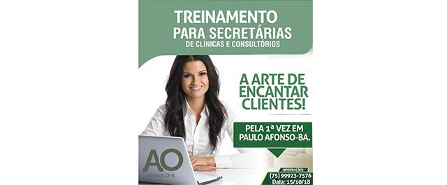 Curso a A Arte De Encantar Clientes em Paulo Afonso, para secretárias de Clínica e Consultórios