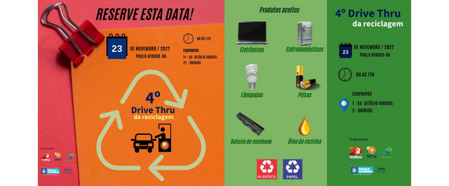 Com mais um ponto de coleta na Avenida Getúlio Vargas, Drive Thru da Reciclagem acontece no dia 23