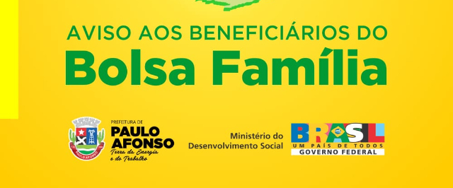 Programa Bolsa Família alerta beneficiários sobre recebimento de parcela referente a novembro de 2019