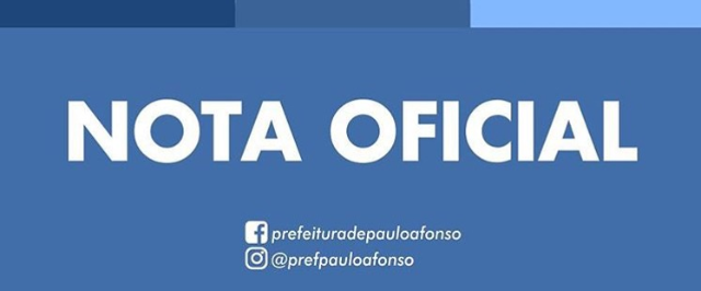 Nota oficial sobre o ingresso de turistas e indivíduos de outras localidades em Paulo Afonso, nos dias 08, 09 e 10 de abril.