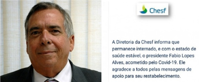 Diretoria da Chesf informa que o presidente, Fábio Lopes, está com Covid-19
