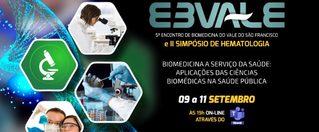 V EBVALE inscrições abertas: evento destaca combate ao COVID e atuação na saúde pública