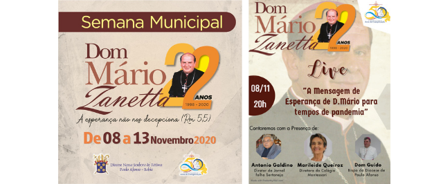 Semana Municipal Dom Mário Zanetta 2020. Confira a programação