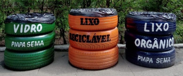 Sema produz lixeiras para coleta seletiva com reaproveitamento de pneus