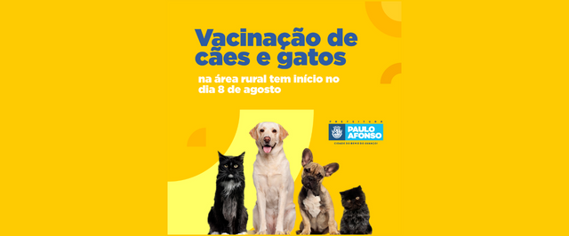 Vacinação antirrábica de cães e gatos na área rural tem início nesta segunda-feira (8)