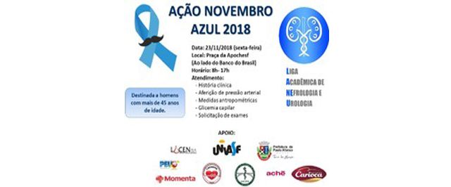 Atividades alusivas ao Novembro Azul acontecem nesta sexta-feira (23), na praça da Aposchesf